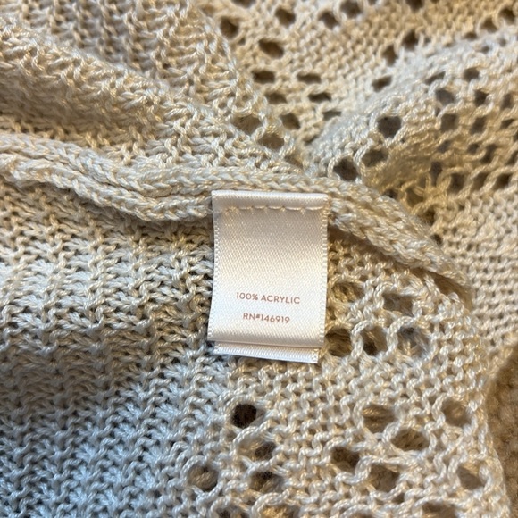 LC Lauren Conrad Open Knit Cardigan Bell Sleeve Cream Size L - Picture 5 of 5